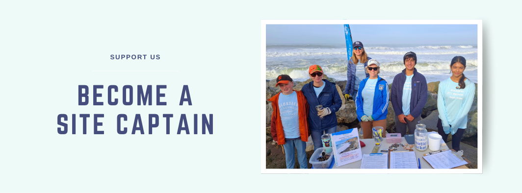 Adult and teen site captains stand near the ocean at a PBC cleanup event in Rockaway Beach