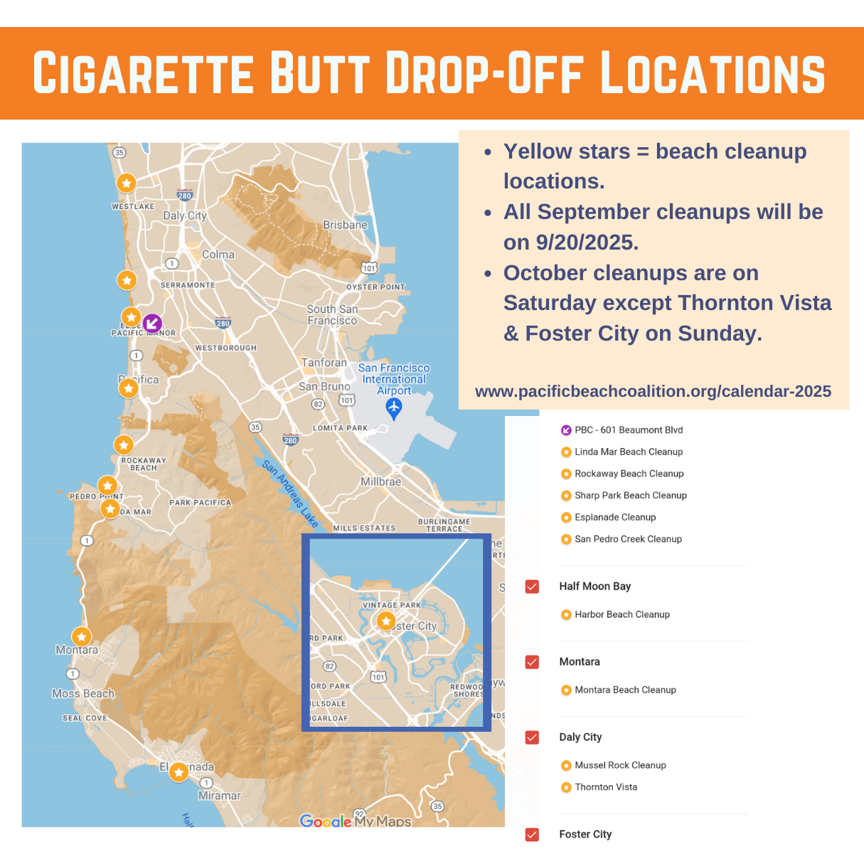 Map of cigarette filter drop-off locations