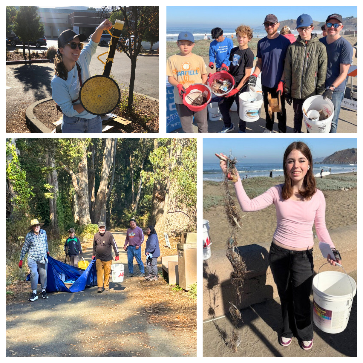 Adult and youth volunteers pick up trash at various cleanup events
