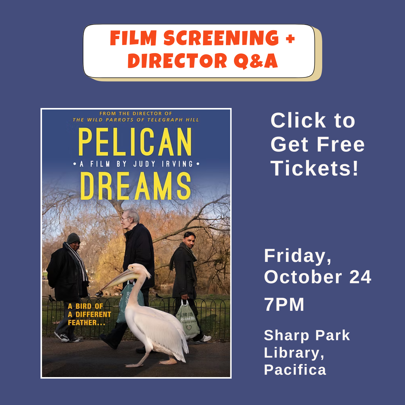 Pelican Dreams movie night poster