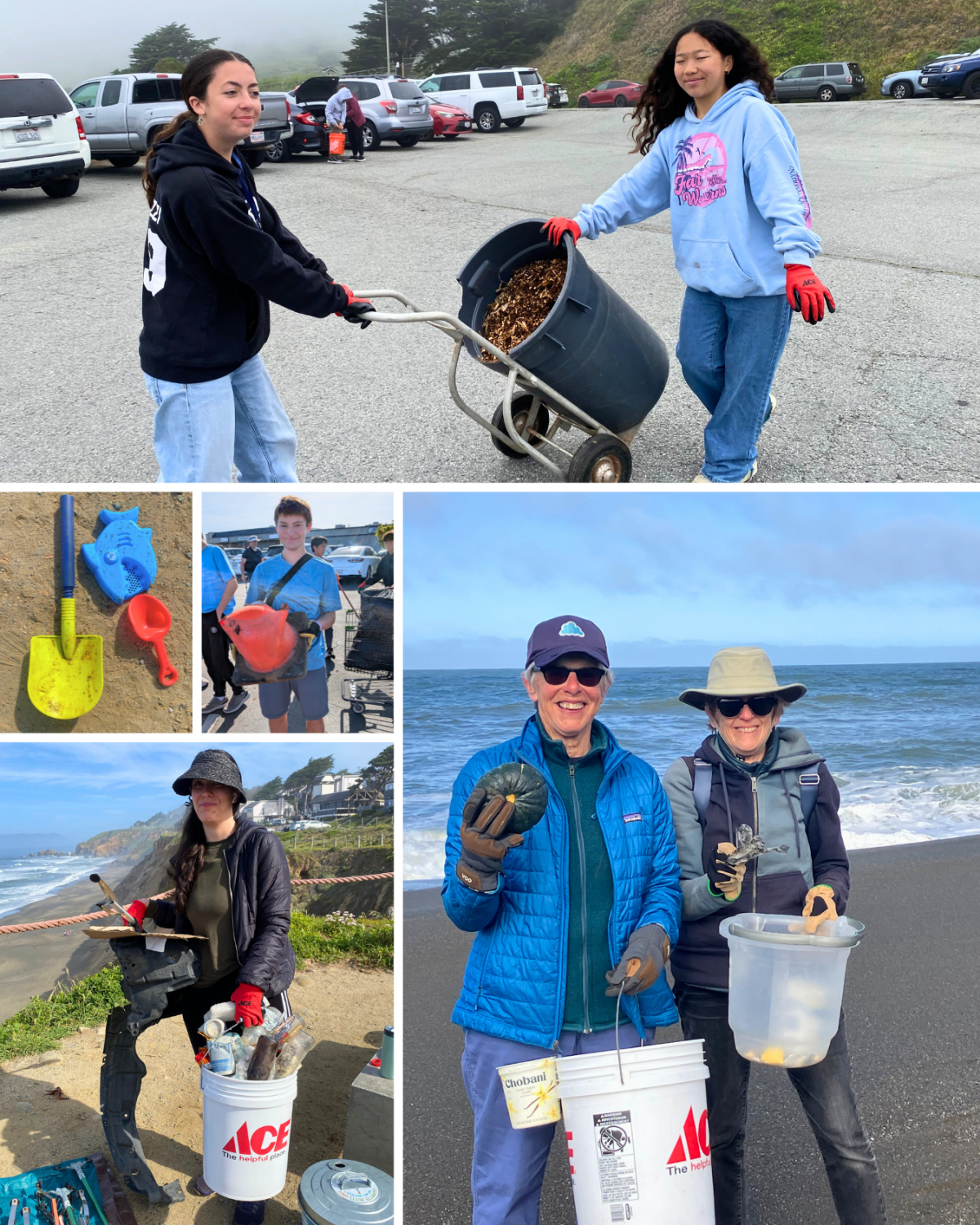 A collage of adult and youth volunteers at March 2026 cleanup and habitat restoration sites