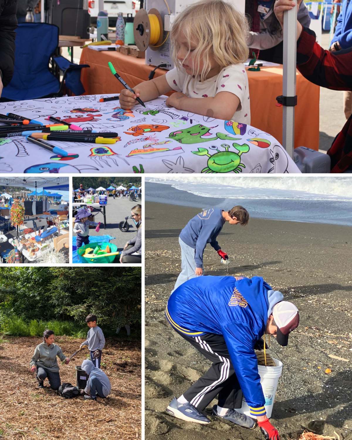A collage of Earth Day activities with Pacific Beach Coalition