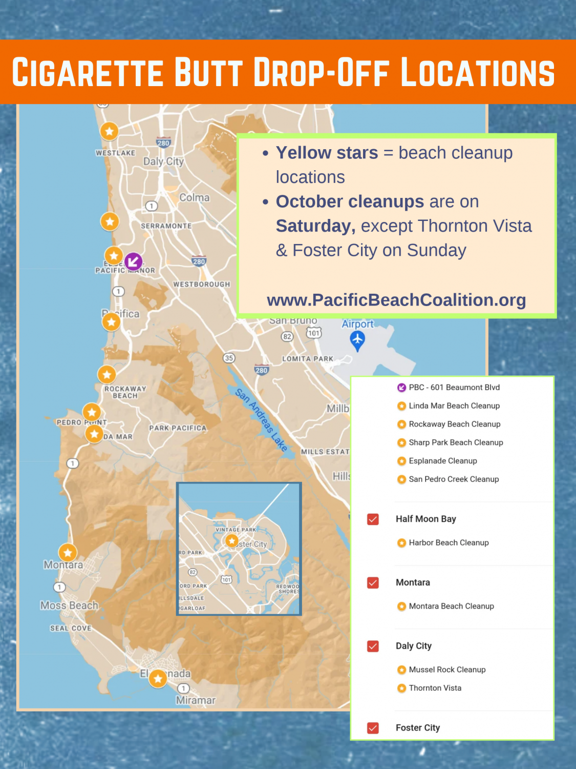 Map of cigarette filter drop-off locations